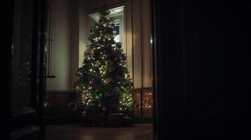 Kerstmis boom achtergrond. illustratie ai generatief foto