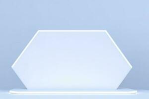 realistisch podium Scherm met neon wit lichten, Product Scherm achtergrond met licht kader, wit prodium Product Scherm met licht effect, neon lichten achtergrond, genereren ai foto