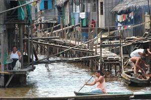 de sloppenwijken van het dorp Belen in Iquitos foto