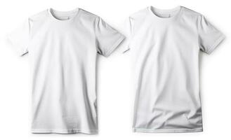 Mannen wit blanco t-shirt, sjabloon, van twee kanten, geïsoleerd Aan wit achtergrond, genereren ai foto