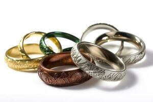 realistisch paar- van gouden bruiloft ringen, genereren ai foto