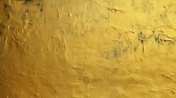 gouden steen antiek achtergrond, wijnoogst geel muur patroon structuur met krassen in oud verontrust wijnoogst ontwerp, genereren ai foto