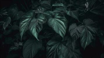 abstract donker groen oppervlakte van bladeren natuurlijk bloemen achtergrond, genereren ai foto