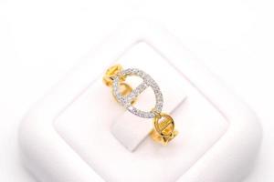 diamanten ring 9k goud foto