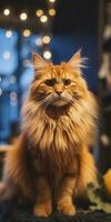 portret van volwassen gember pluizig kat, genereren ai foto