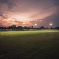 voetbal veld- avond visie ai gegenereerd foto