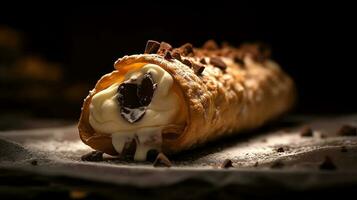 een cannoli met vervagen achtergrond foto