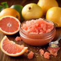 foto van exfoliëren grapefruit lichaam schrobben ai gegenereerd