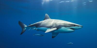 haai en vissen in de oceaan ai gegenereerd foto