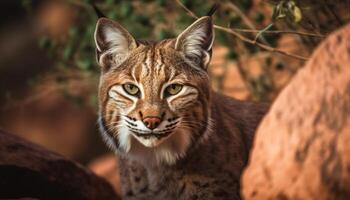 opvallend groot kat staren, schoonheid in natuur gegenereerd door ai foto