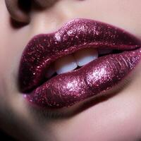 foto van glitterachtig lip Gloss ai gegenereerd
