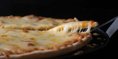 detailopname pizza met kaas gesmolten ai gegenereerd foto