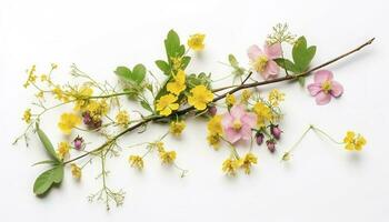 voorjaar bloem decoratie, etiket met Engels tekst gelukkig Pasen , genereren ai foto