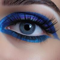 foto van levendig blauw eyeliner ai gegenereerd