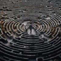 foto van wandelen een labyrint ai gegenereerd