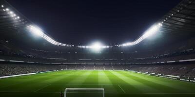 stadion met veel van licht ai gegenereerd foto