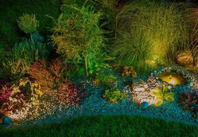 rotsachtig tuin met verlichting foto