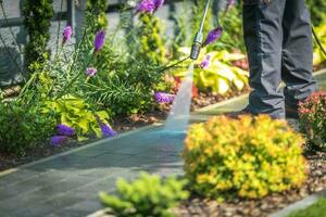 druk het wassen tuin pad foto