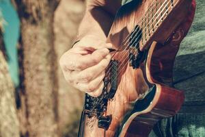 wijnoogst elektrisch gitaar detailopname foto