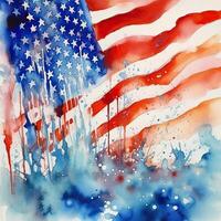 waterverf Verenigde Staten van Amerika vlag. illustratie ai generatief foto