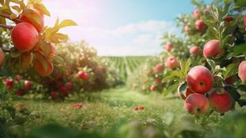 zomer appel tuin. illustratie ai generatief foto