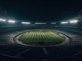 Amerikaans voetbal stadion met helder lichten en stoelen gemaakt met generatief ai technologie foto