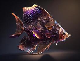 kleurrijk fantasie vis in de aquarium. onderwater- wereld gemaakt met generatief ai technologie foto