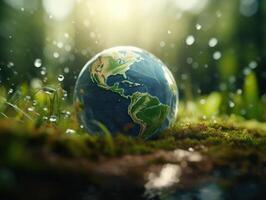 groen planeet aarde dag natuur bescherming concept gemaakt met generatief ai technologie foto