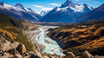 berg rivier. illustratie ai generatief foto