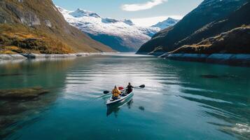 berg rivier- achtergrond. illustratie ai generatief foto