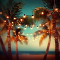 zomer nacht strand partij achtergrond. illustratie ai generatief foto