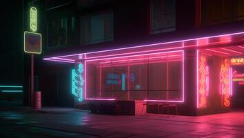 een nacht van de neon straat Bij de downtown foto