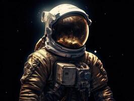 astronaut in ruimtepak tegen de achtergrond van de nacht lucht gemaakt met generatief ai technologie foto