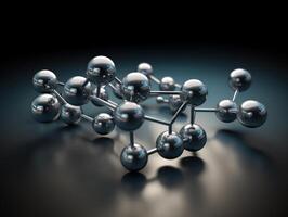 abstract molecuul model- Aan donker achtergrond gemaakt met generatief ai technologie. foto