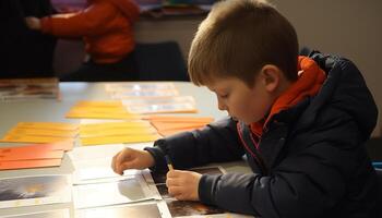 kinderjaren creativiteit, concentratie en pret door kunst gegenereerd door ai foto