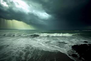 een storm over- de oceaan ai generatief foto