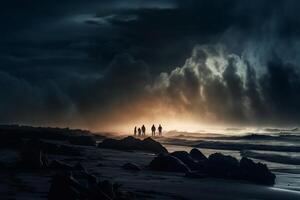 een storm over- de oceaan ai generatief foto