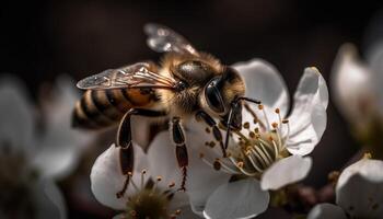 bezig bij verzamelen stuifmeel van geel bloem gegenereerd door ai foto