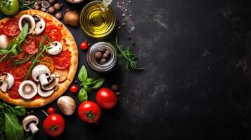 pizza maken achtergrond. illustratie ai generatief foto