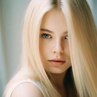 blond haar- mooi model. illustratie ai generatief foto