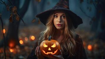 halloween heks. illustratie ai generatief foto