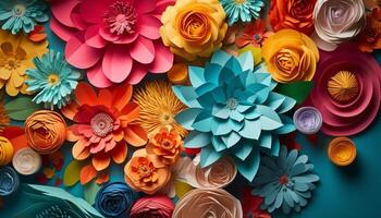 bloemen behang backdrop met overladen multi gekleurde fabriek verzameling illustratie gegenereerd door ai foto