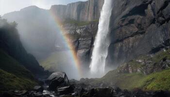 majestueus berg bereik, idyllisch schoonheid in natuur, extreem terrein avontuur gegenereerd door ai foto