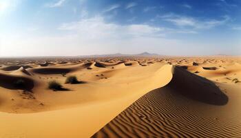 golfde zand duinen in dor Afrika, majestueus schoonheid in natuur gegenereerd door ai foto