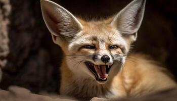 schattig katje met pluizig vacht en bakkebaarden op zoek Bij camera gegenereerd door ai foto