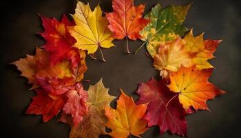 levendig esdoorn- bladeren vallen, herfst biologisch schoonheid generatief ai foto