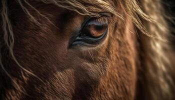 hengst nat neus- schijnt in zomer weide gegenereerd door ai foto