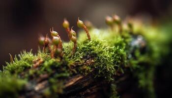 vers groen blad groei in onbeschaafd Woud gegenereerd door ai foto