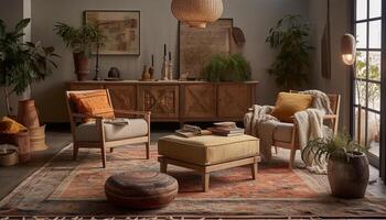 comfortabel modern leven kamer met elegant decor gegenereerd door ai foto