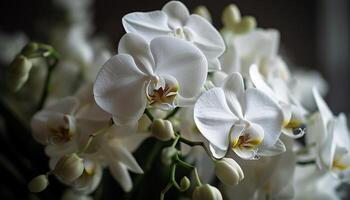 vers orchidee bloesem, elegantie in natuur ontwerp gegenereerd door ai foto